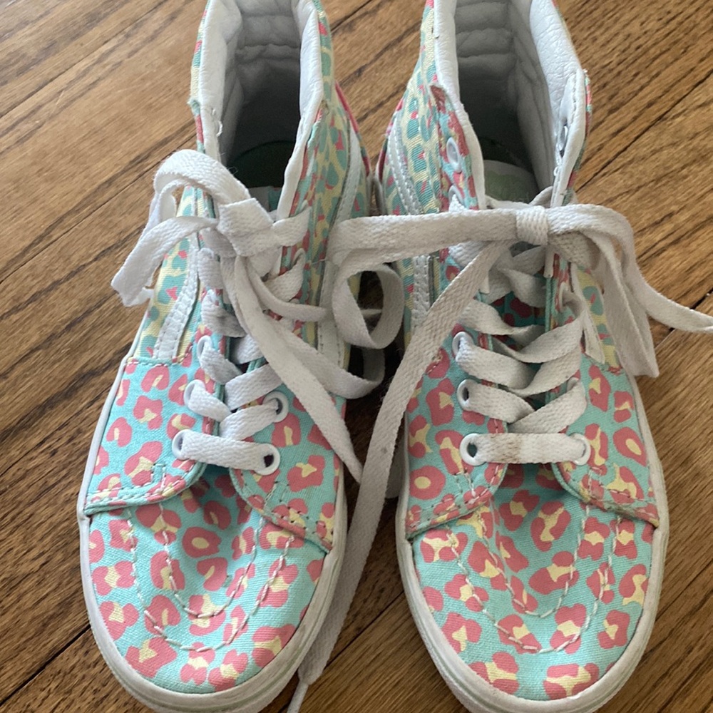 Girls size 12 cheetah print high top vans